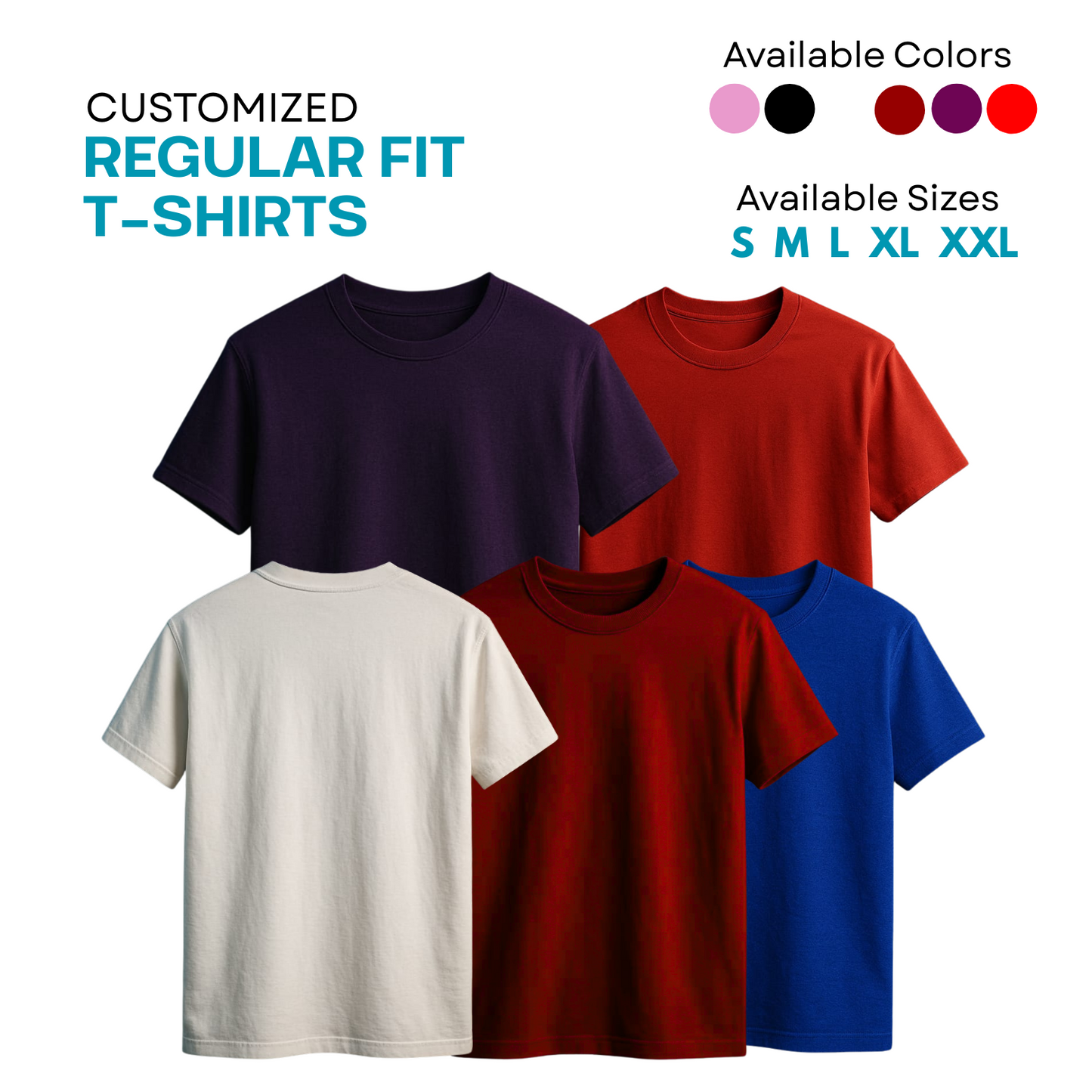Regular Fit T-Shirts 180 GSM With Customization (More than 10)