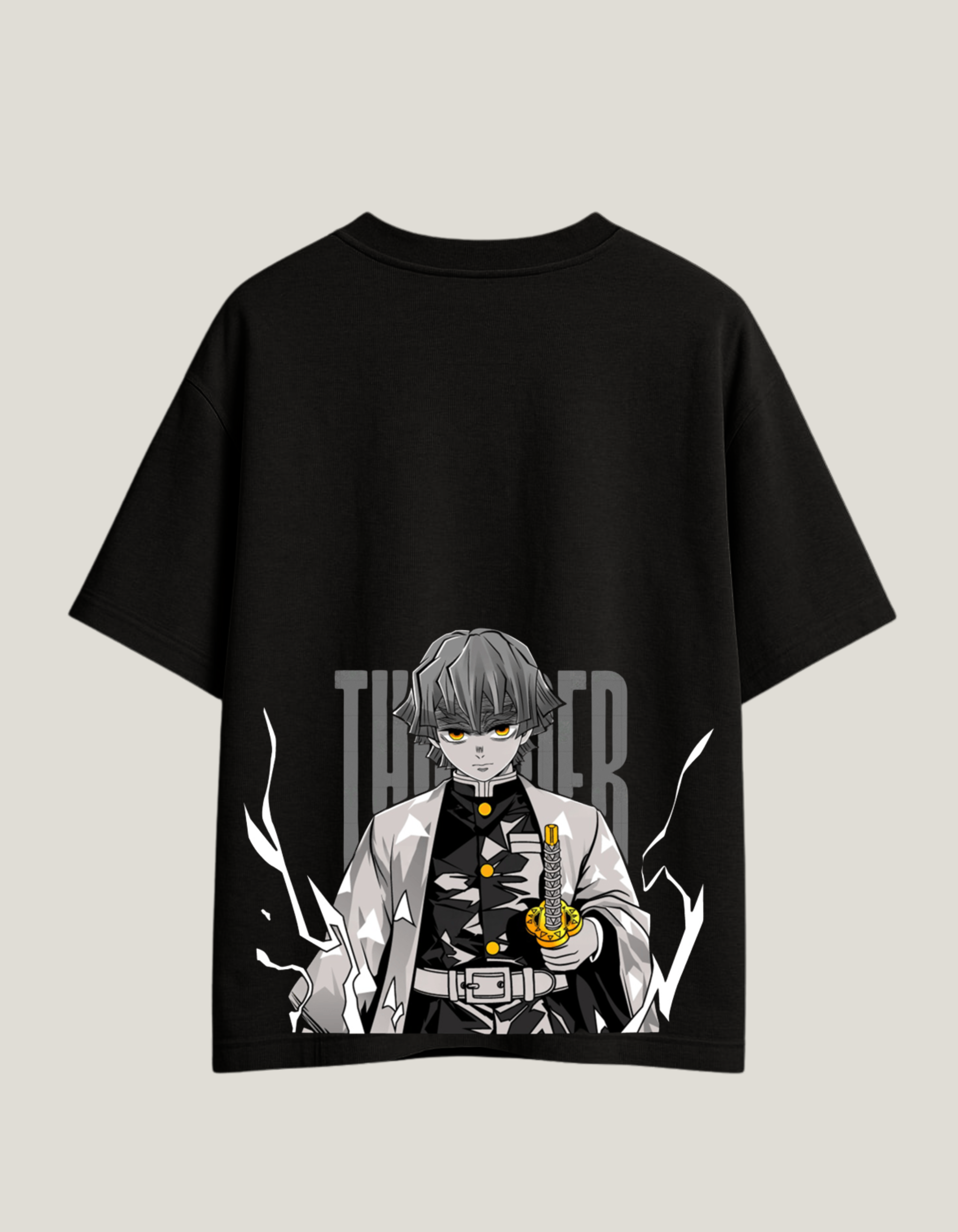 Black Oversized Anime Printed T-Shirt