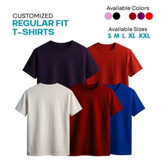 Regular Fit T-Shirts 180 GSM With Customization (More than 10)