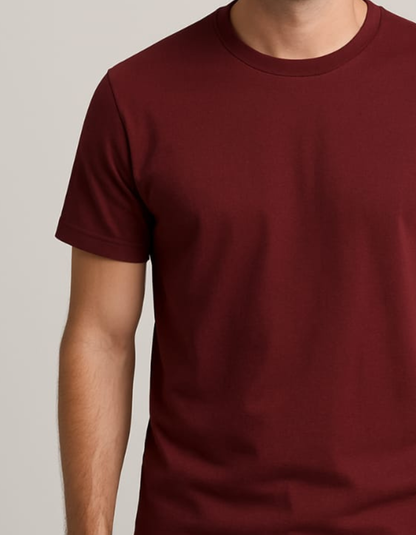 100% Cotton Round neck T-shirts [Maroon]