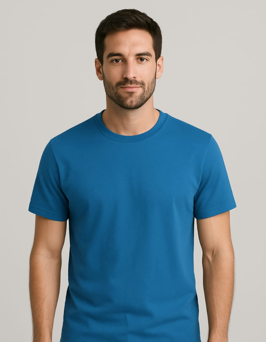 100% Cotton Round neck T-shirts [T.blue]