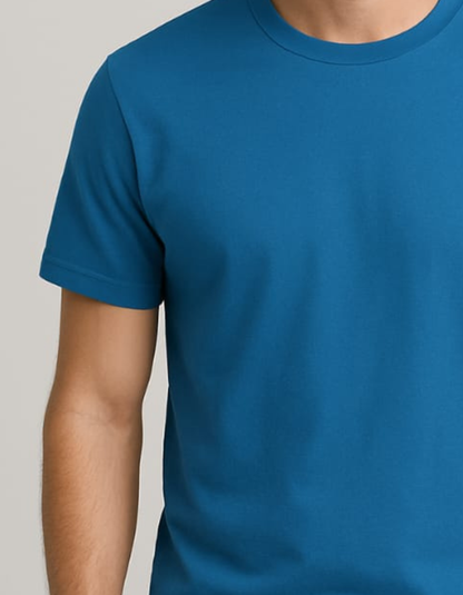 100% Cotton Round neck T-shirts [T.blue]