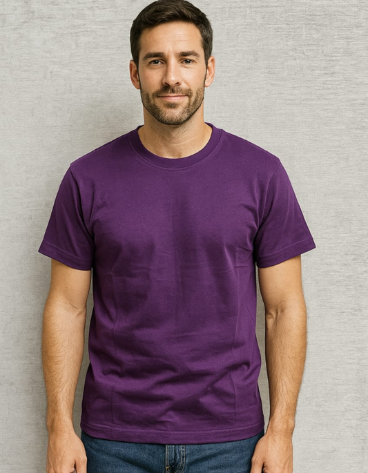 100% Cotton Round neck T-shirts [Purple]