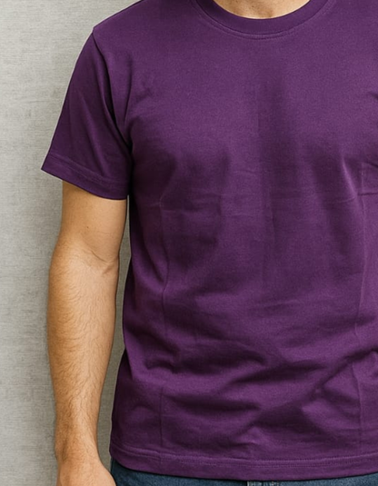 100% Cotton Round neck T-shirts [Purple]