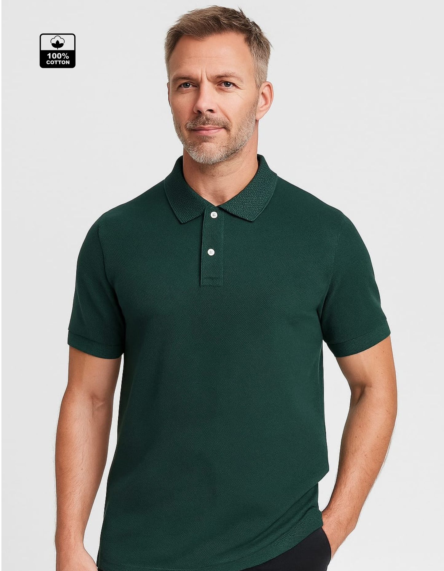 100% Cotton Polo T-shirt [Bottle Green]