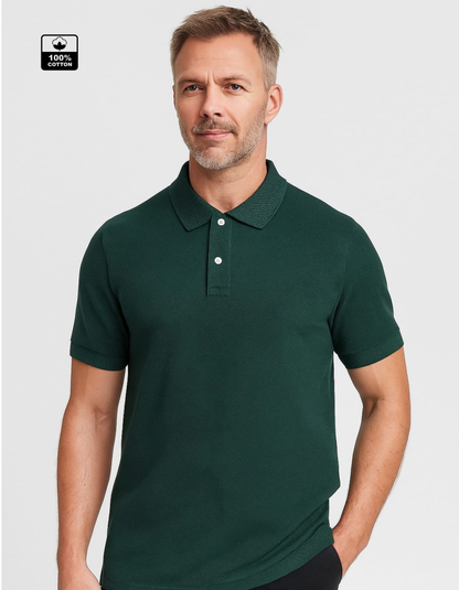 100% Cotton Polo T-shirt [Bottle Green]