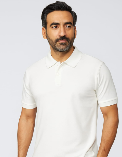 100% Cotton Polo T-shirt with pocket [White]