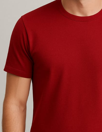 100% Cotton Round neck T-shirts [Red]