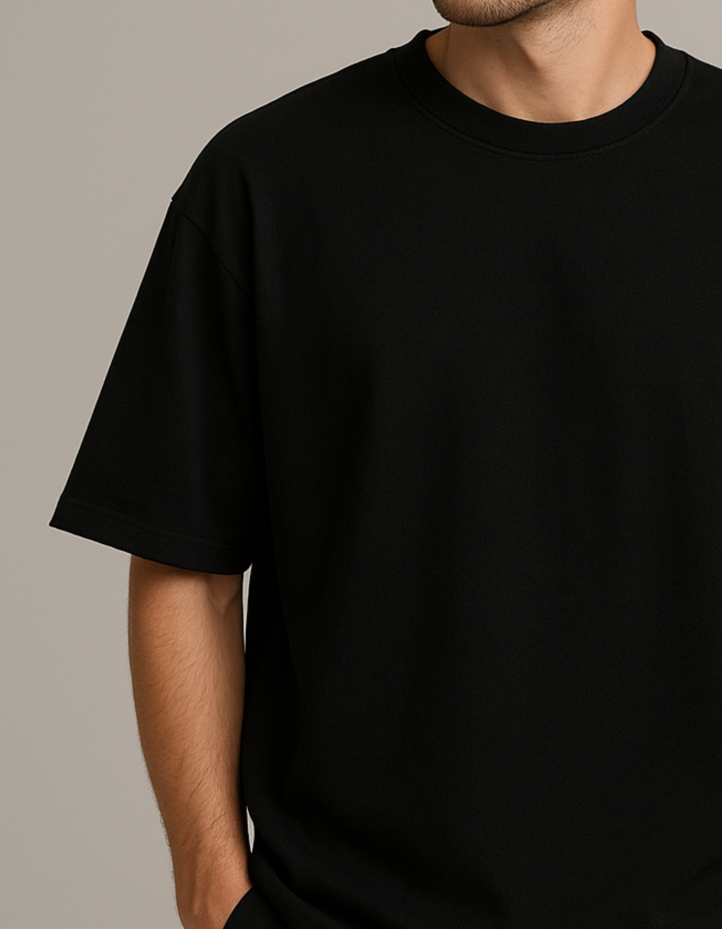 Oversized French terry cotton T-shirts [Black]