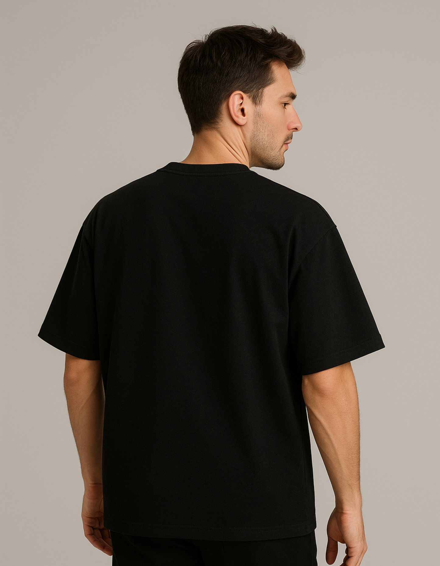 Oversized French terry cotton T-shirts [Black]
