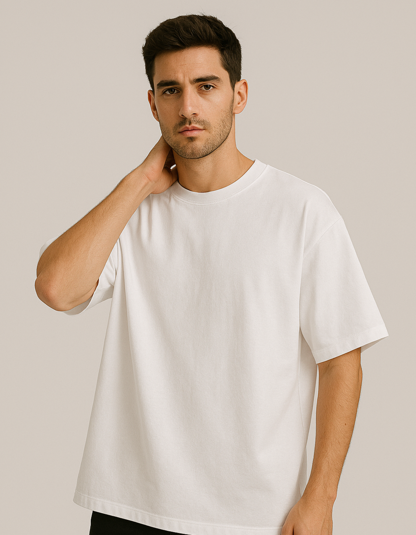 Oversized French terry cotton T-shirts [White]