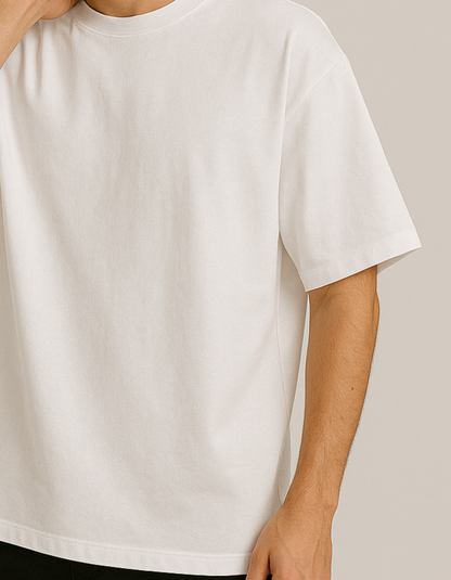 Oversized French terry cotton T-shirts [White]