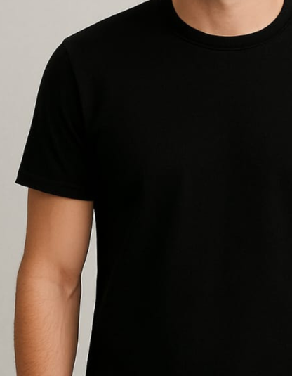 100% Cotton Round neck T-shirts [Black]