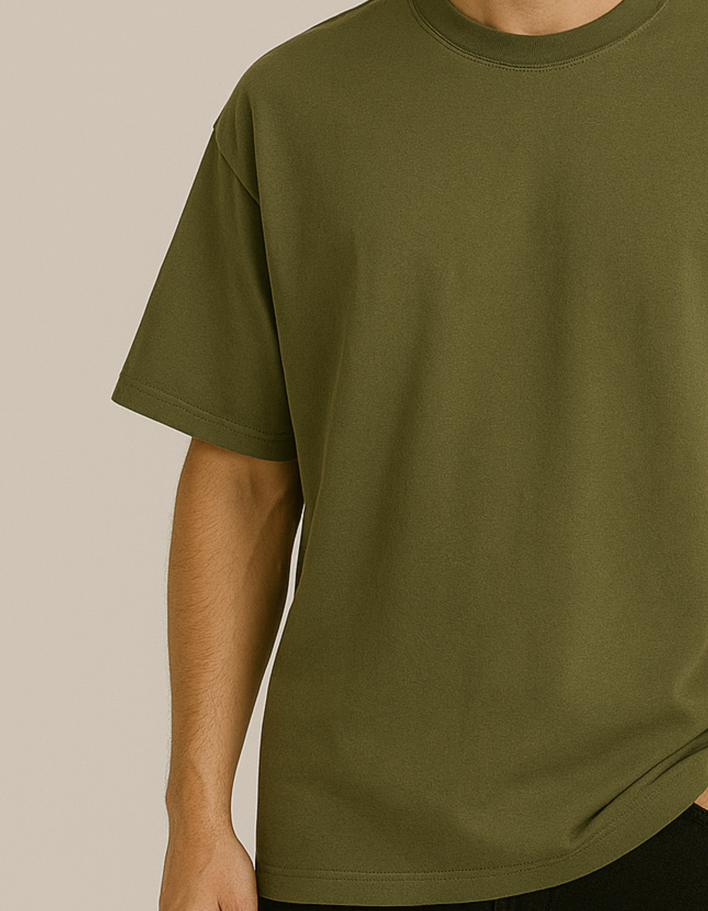Oversized French terry cotton T-shirts [Olive Green]