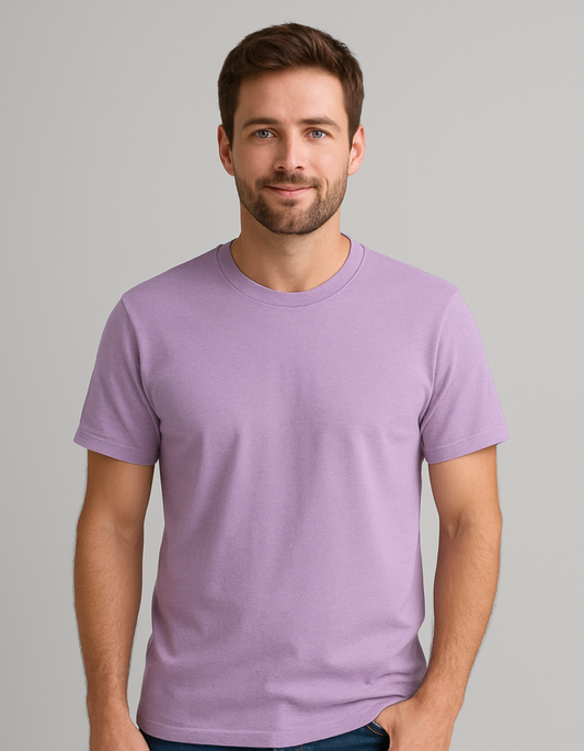 100% Cotton Round neck T-shirts [Lavender]