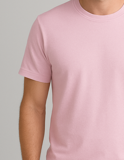 100% Cotton Round neck T-shirts [Baby Pink]
