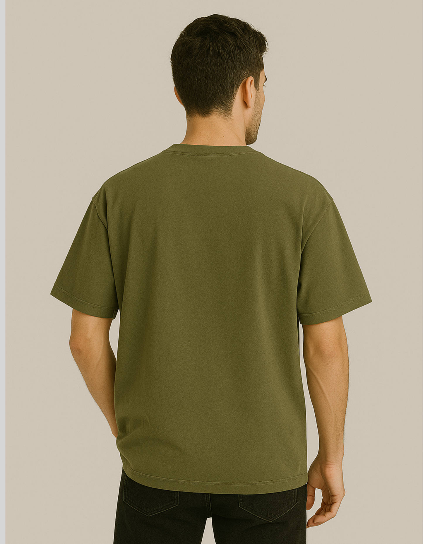 Oversized French terry cotton T-shirts [Olive Green]
