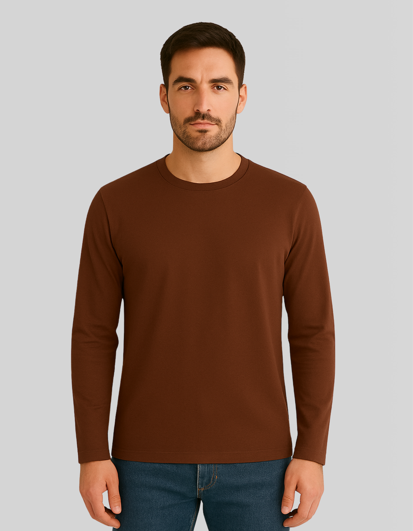 Round neck full hand T-shirts [Brown]