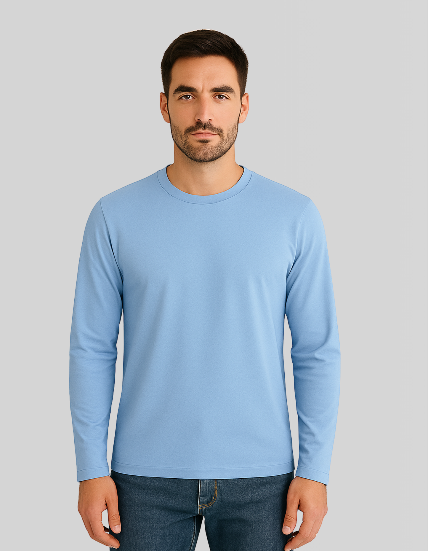 Round neck full hand T-shirts [Sky Blue]